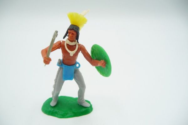Elastolin 5,4 cm Iroquois standing with shield (+ knife)