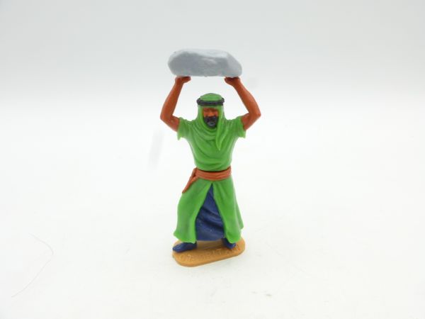 Timpo Toys Arab standing throwing stone, green, inner skirt dark blue