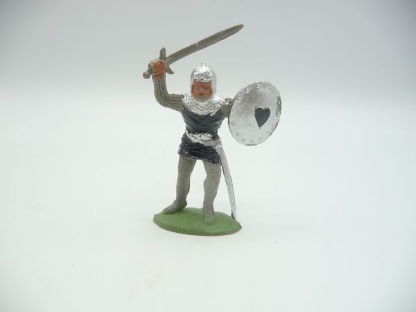 Timpo Toys Ritter mit Schwert + Schild, ohne Visier, schwarz/silber - ohne Helmfeder