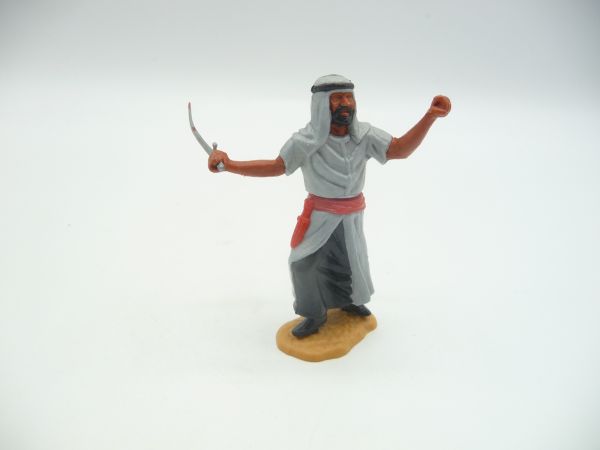 Timpo Toys Arab standing with scimitar (grey, black inner robe)