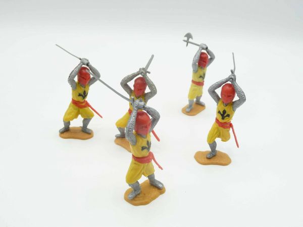 Timpo Toys 5 Mittelalterritter in unterschiedlichen Farben / Positionen