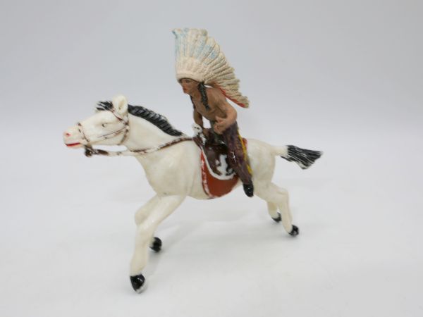 Jescan Indianer reitend mit langem Federschmuck