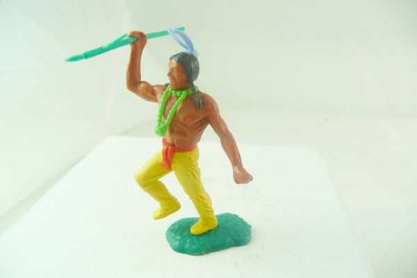 Timpo Toys Indianer 3. Version stehend, Speer werfend - seltenes Halstuch