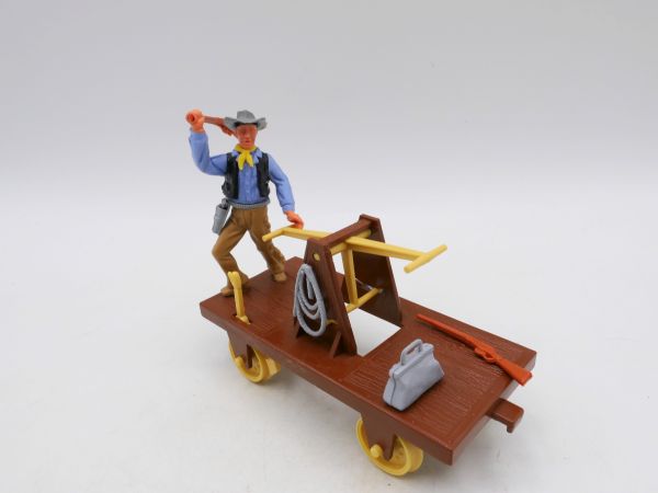Timpo Toys Draisine mit Cowboy - tolle Farbkombi