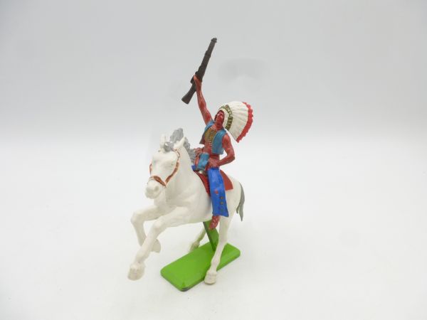 Britains Deetail Indian rider holding up rifle