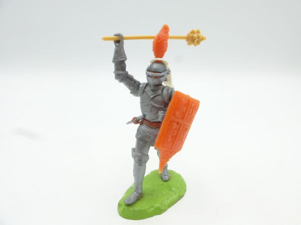 Elastolin 7 cm Knight standing with mace lunging + further weapon on belt