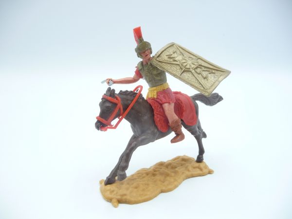 Timpo Toys Römer zu Pferd, rot mit Pilum - Schlaufen ok