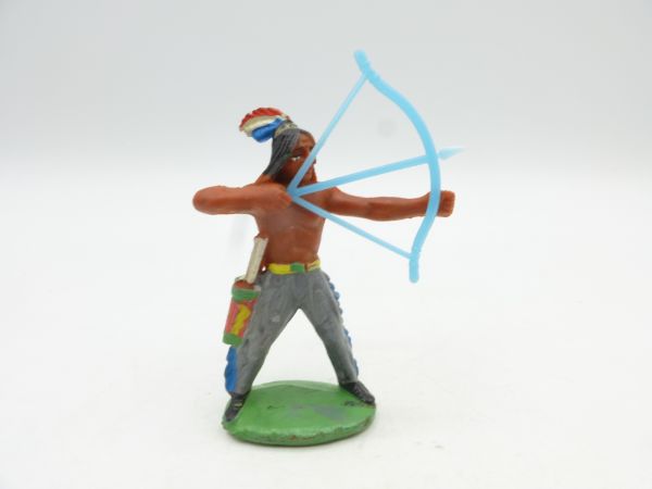 Indianer stehend mit Bogen - Bogen lose, hellblau