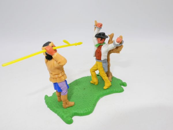 Timpo Toys Gefangenendiorama - alles original, mit seltenem Apachenunterteil