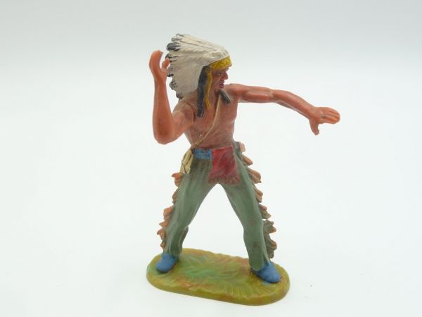 Elastolin 7 cm Indianer richtig Speer werfend - Beschädigung s. Fotos