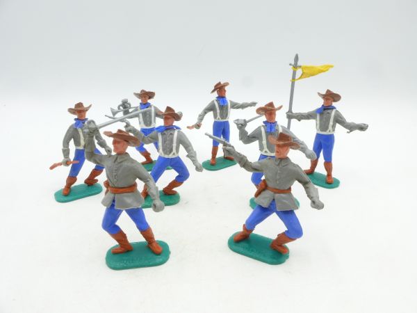 Timpo Toys Südstaatler 1. Version (8 Figuren), grüne Bodenplatten