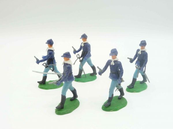 Elastolin 5 Union Army soldiers marching with sabre + pistol