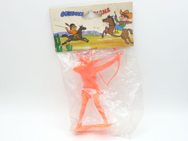 Indian shooting with bow, orange (13 cm height, similar to Marx) - orig. packaging