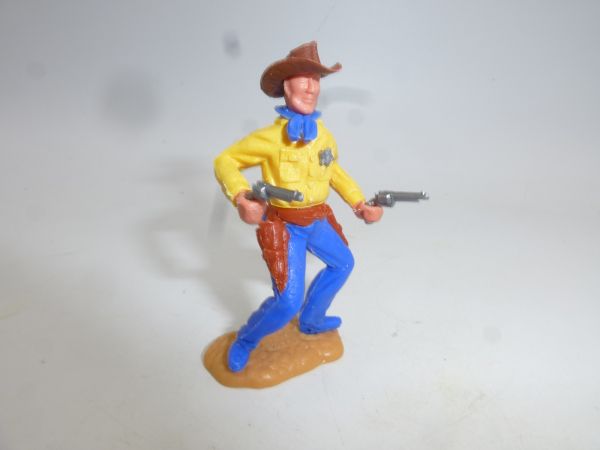 Timpo Toys Sheriff stehend mit 2 Pistolen, tiefgelb