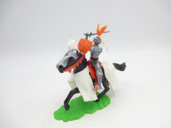 Elastolin 5,4 cm Knight riding with shield + sword, orange