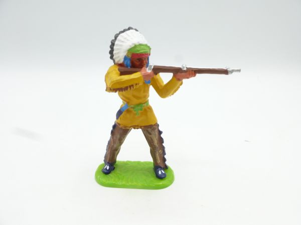 Elastolin 7 cm Indianer stehend schießend, Nr. 6840, senfgelbe Tunika