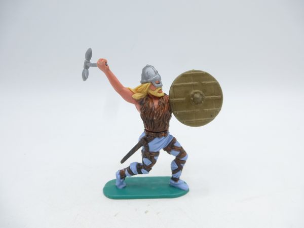 Timpo Toys Viking with helmet visor advancing with double battle axe