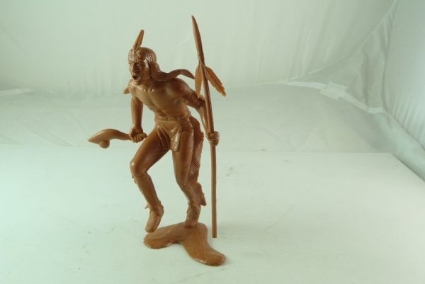 Indianer mit Speer und Keule, 14 cm (made in Italy - ähnlich Marx)