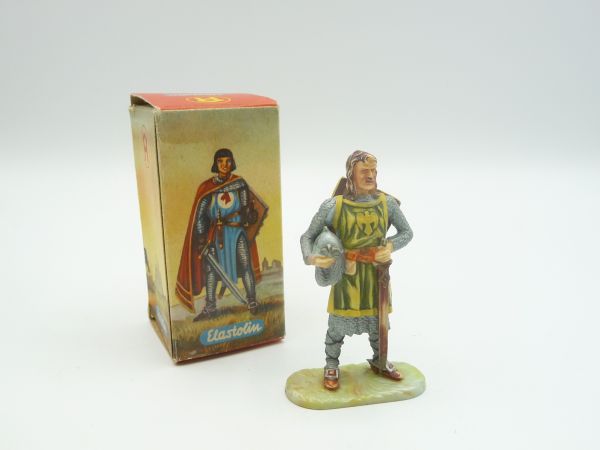 Elastolin 7 cm Knight Gawain, No. 8802, painting 1 - great orig. packaging, great figure + box