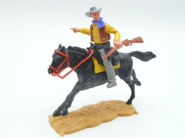 Timpo Toys Cowboy 2nd version riding, with rifle, pointing - nice lower part