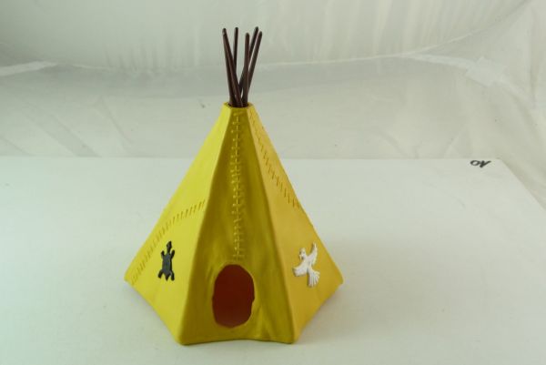 Timpo Toys Indian tipi, 2-part, base colour yellow - tent poles by Toyway