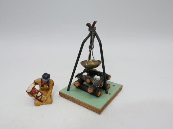 Elastolin 4 cm Lagerfeuer / Kochstelle (ohne Figur) - passend zu 4 cm Serie