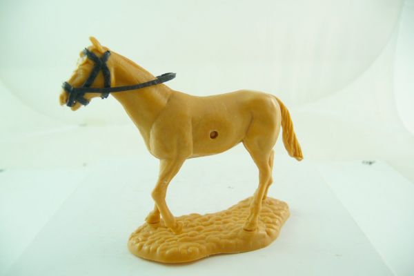 Timpo Toys Gehendes beiges Pferd mit schwarzem Zaumzeug