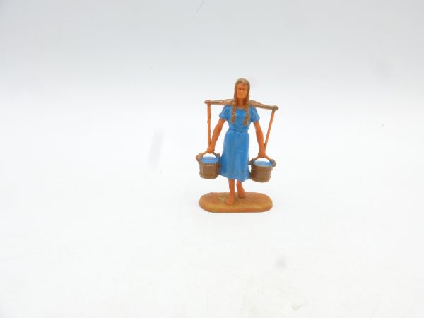 Elastolin 4 cm Woman with buckets - painting see photos