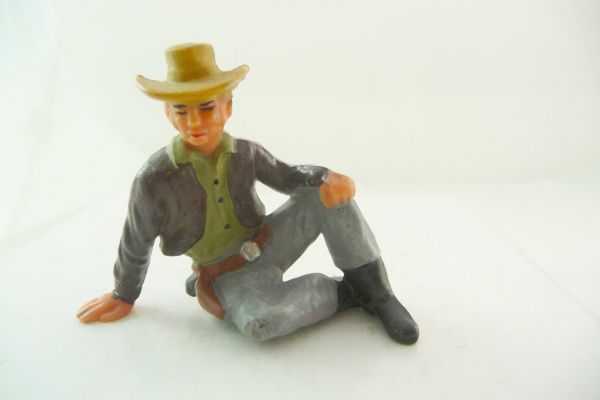 Elastolin 7 cm Cowboy sitzend mit Hut, Nr. 6962 - sehr guter Zustand