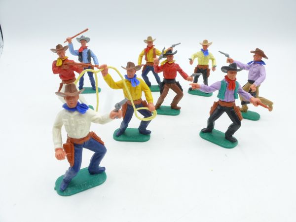 Timpo Toys Set of Cowboys 2nd version on foot (9 figures)
