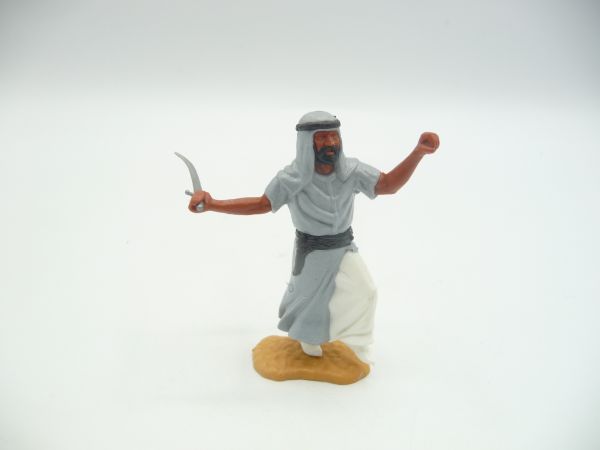 Timpo Toys Arab standing with scimitar (grey, white inner robe)