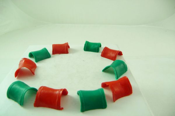 Timpo Toys 10 Wild West Satteldecken (rot/dunkelgrün)