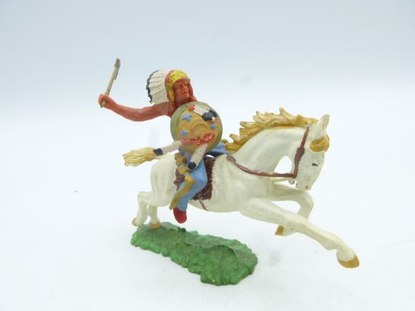 Elastolin 4 cm Indianer zu Pferd mit Tomahawk, Nr. 6844 - tolle Bemalung