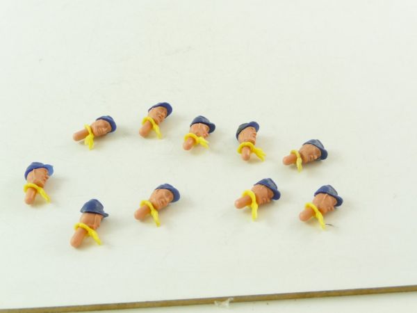 Timpo Toys 10 Union Army soldier's heads with caps (2nd version) incl. neckerchiefs