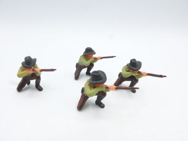 Elastolin 4 cm 4 Cowboys kneeling and firing, No., 6964