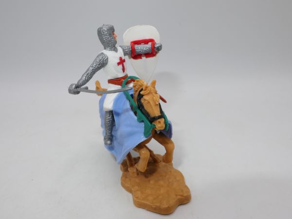 Timpo Toys Kreuzritter 1. Version zu Pferd, mit Schwert seitlich + Schild