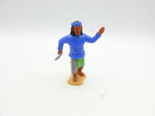 Timpo Toys Apache standing with knife, medium blue