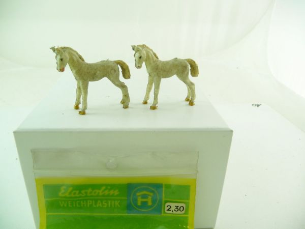 Elastolin soft plastic 2 foals - orig. packing with original price label, shop-discovery