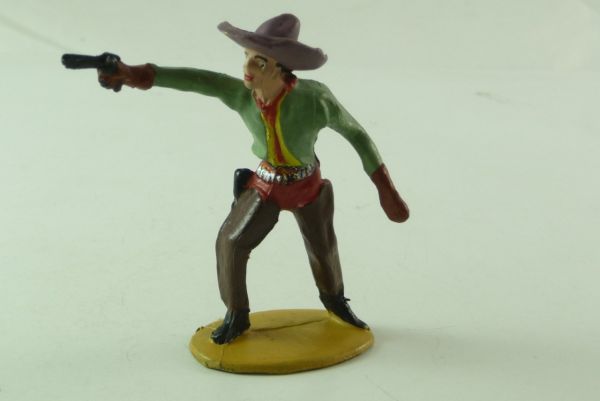 Merten Cowboy standing, firing with pistol - nice painting