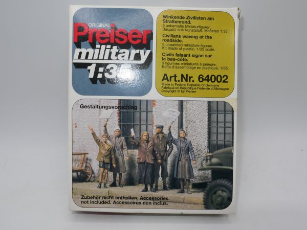 Preiser 1:35 Military: Winkende Zivilsten am Straßenrand, Nr. 64002