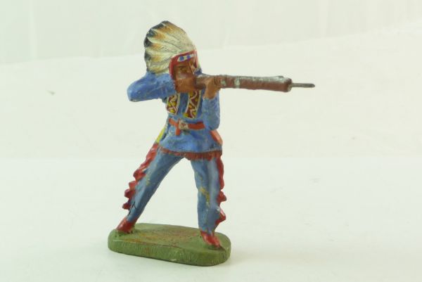 Elastolin Indianer Gewehr schießend, Nr. 6840 - seltene Farbkombination