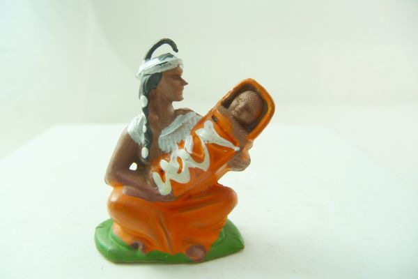 Britains Swoppets Squaw with child, orange (made in HK)