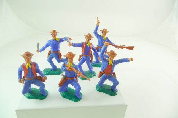 Timpo Toys Complete set of Cowboys, medium-blue