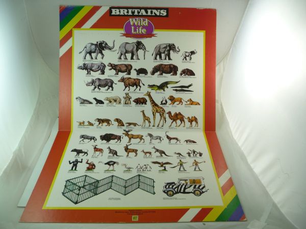 Advertising display with Britains animals, approx. 60 x 40 cm