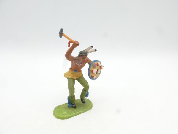 Elastolin 7 cm Indian dancing with stone axe, No. 6816, green trousers