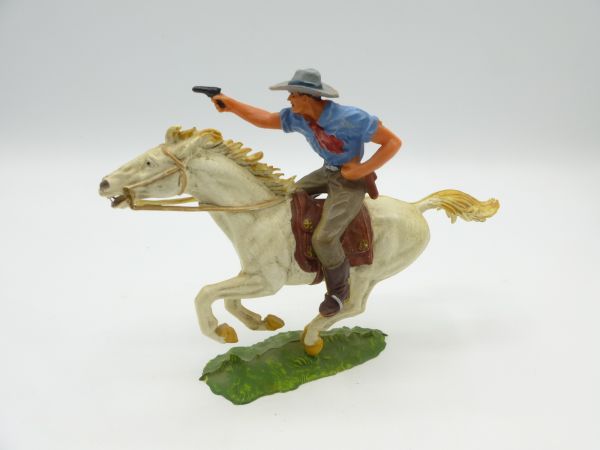 Elastolin 7 cm Cowboy zu Pferd mit Pistole, Nr. 6992 - tolle Figur