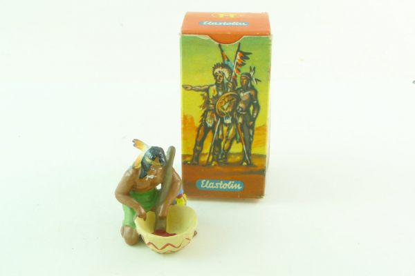 Elastolin Indian woman with bowl, No. 6832 - orig. packing, box good condition