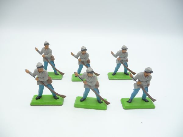 Britains Deetail 6 Confederate Army soldiers loading rifle - top condition