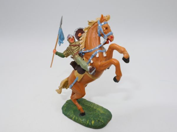 Elastolin 4 cm Norman with spear thrusting on horseback, No. 8882