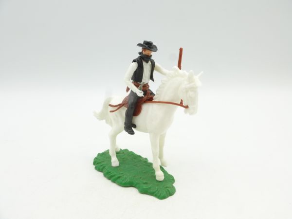 Elastolin 5,4 cm Bandit riding with pistol + rifle - rare horse